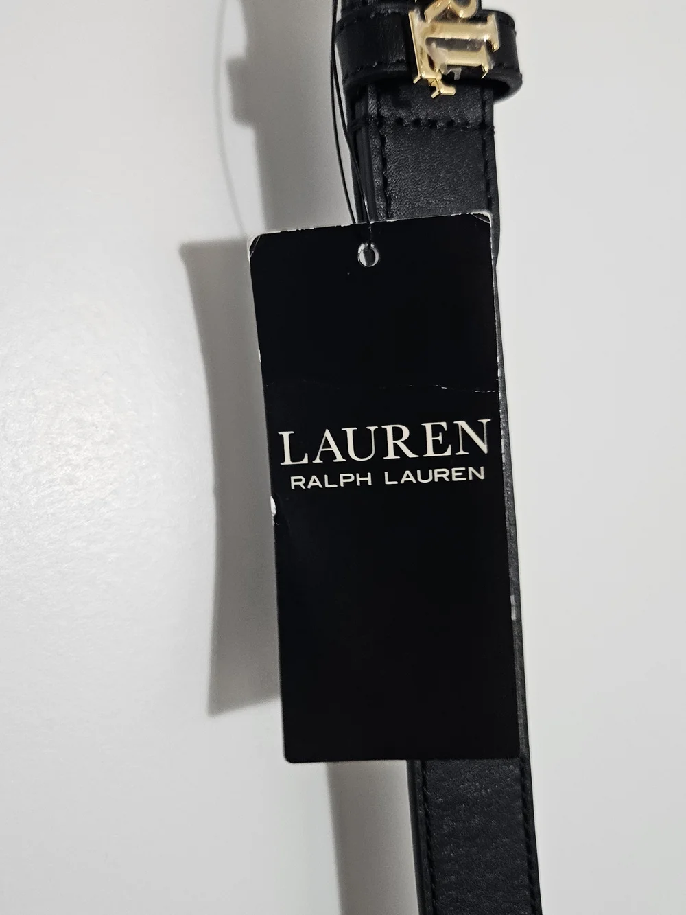 NWT Women's Lauren Ralph Lauren Logo-Keeper Leather Skinny Belt Size XL